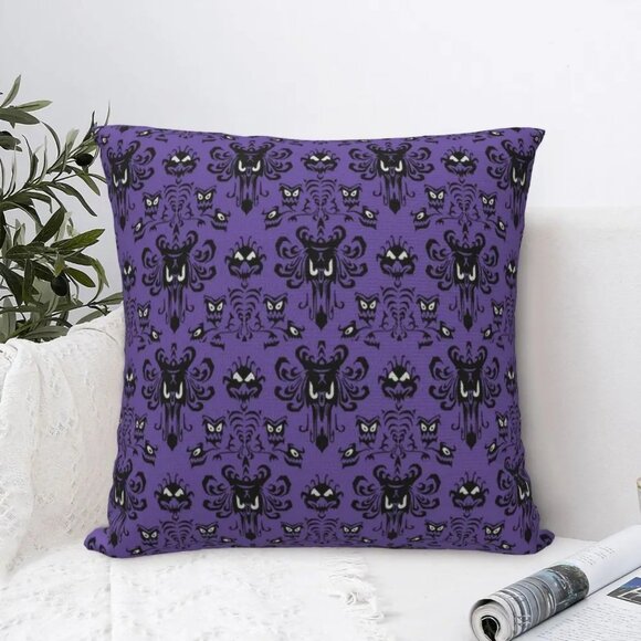 NEW Haunted Mansion Purple Wallpaper Foolish Mortal 16x16 Throw Pillow Included! - Picture 3 of 8
